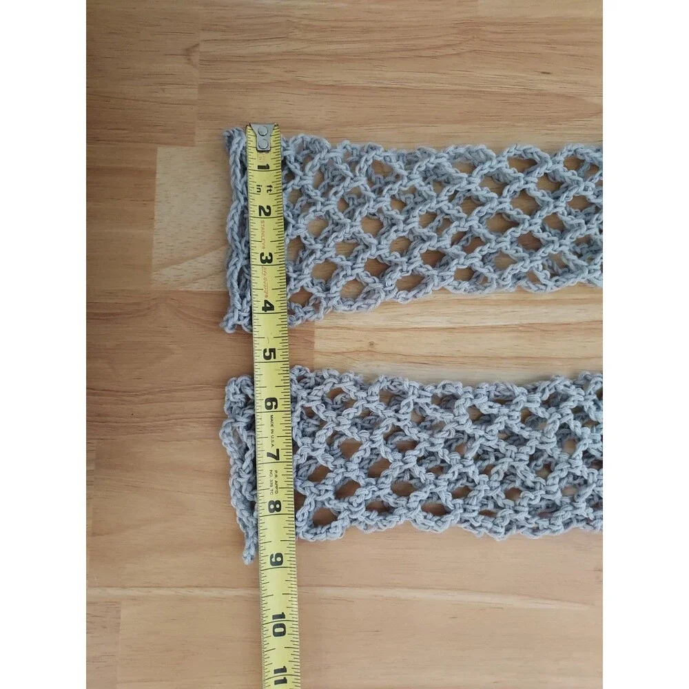 Fishnet Handmade Gray Crochet Long Fingerless Gloves Mesh Goth NEW